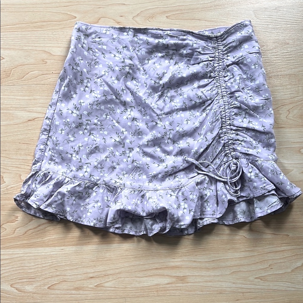 Hollister Purple Wrap Mini Skirt with Ruched Ruffles